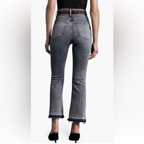 Rag & Bone Casey High Rise Ankle Straight Leg Jeans Grey Raw Hem - Picture 2 of 10